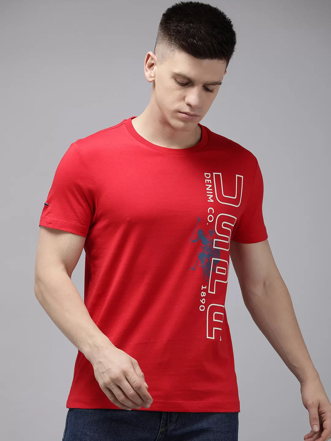 Brand Logo Printed Pure Cotton T-shirt by U. S. POLO ASSN.