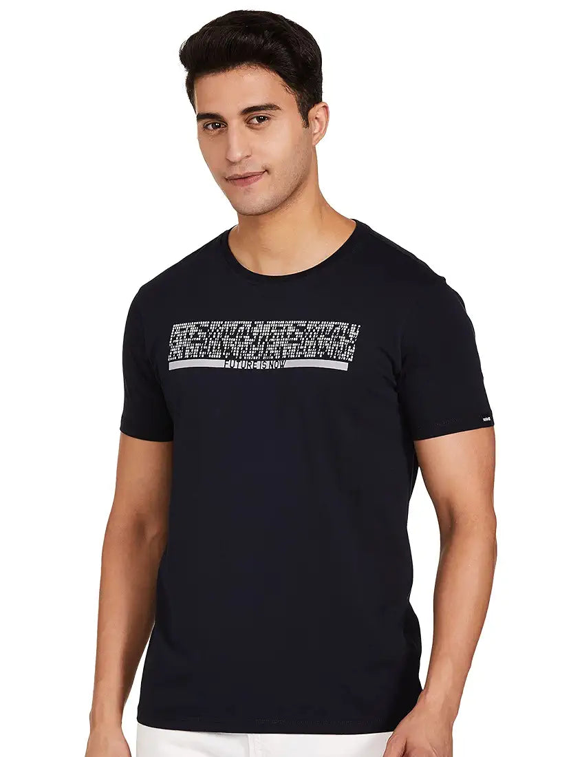 Spykar Men's Printed Slim Fit T-Shirt
