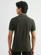 Men Olive Green Polo Collar T-shirt by United Colors of Benetton