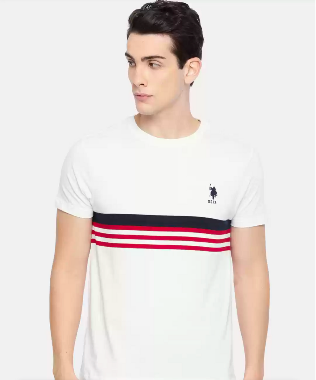 USPA men's Round neck white T-shirt