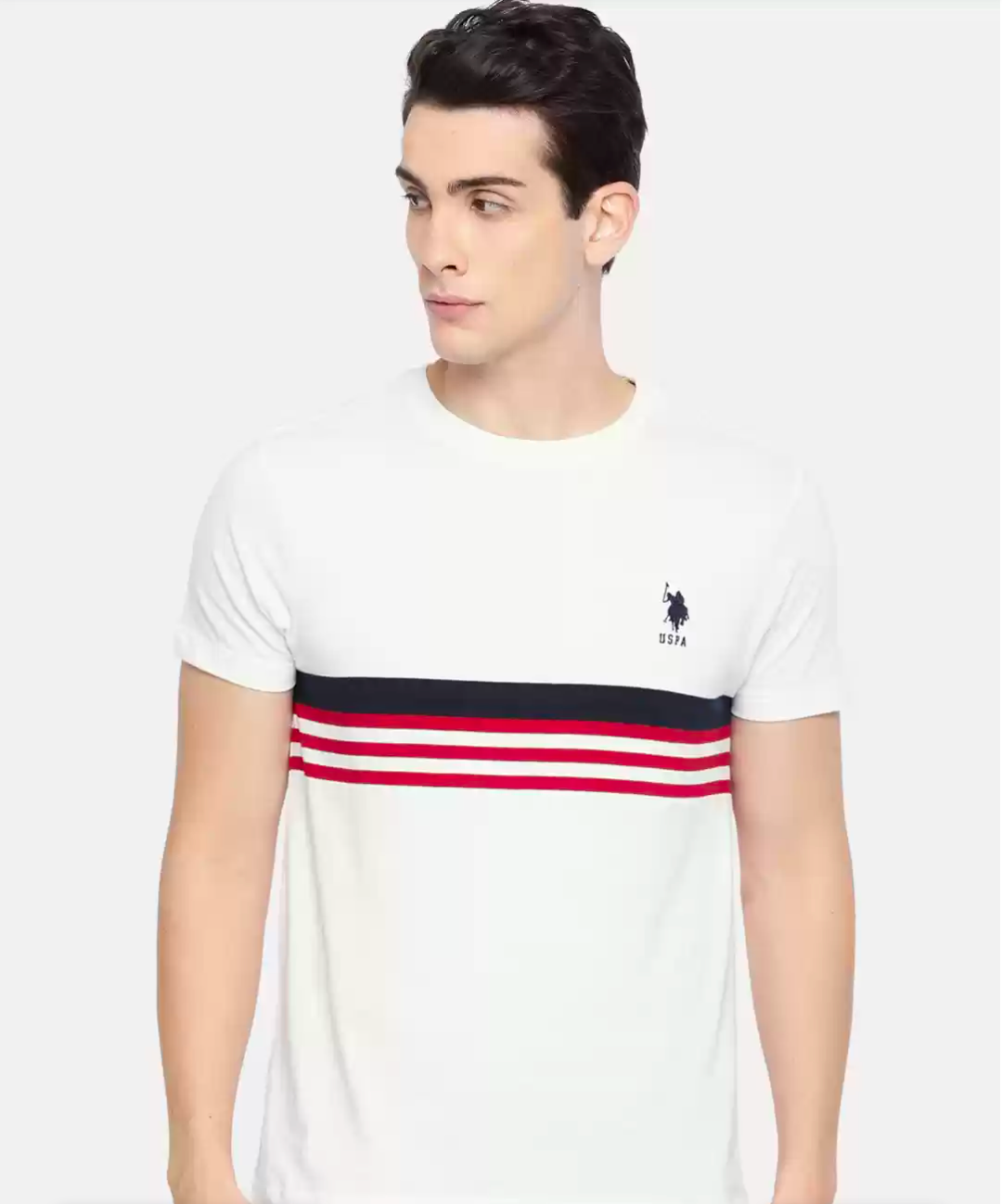 USPA men's Round neck white T-shirt