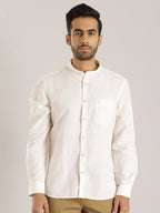 Men Printed Full Sleeve Linen Blend Shirt by Indian Terrain