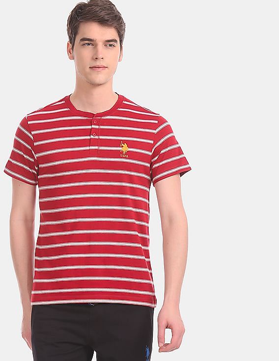 Comfort Fit Striped Cotton Henley Lounge T-shirt by U. S. POLO ASSN.