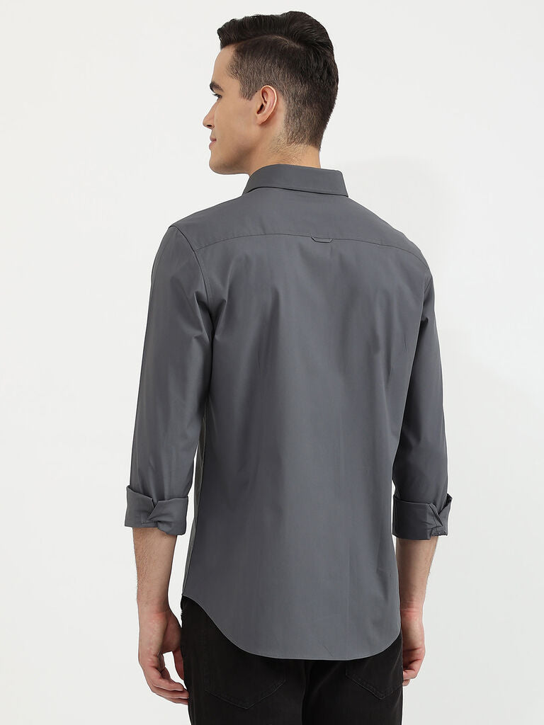 Regular Fit Spread Collar Solid Tencel Shirt UCB