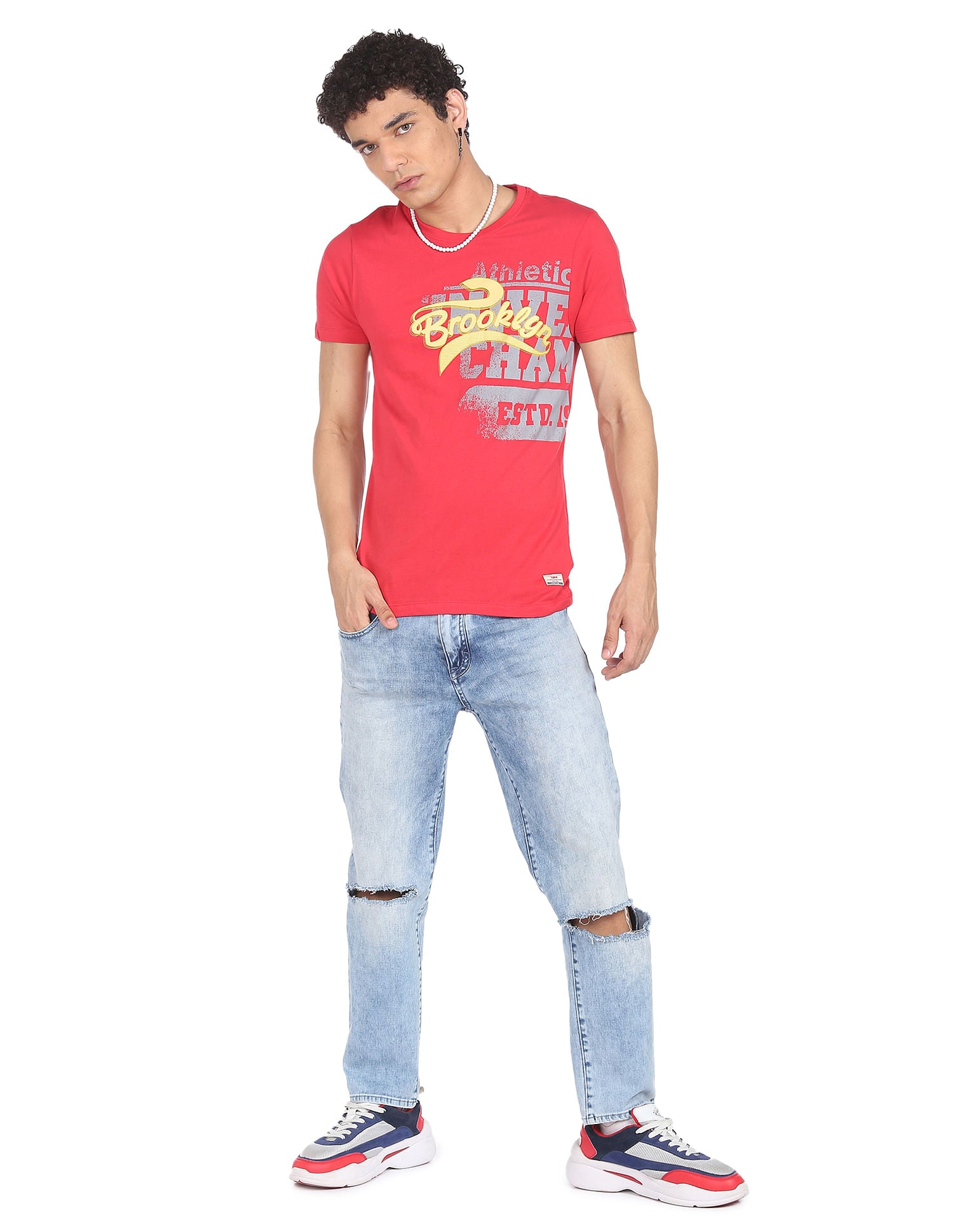 Slim Fit Crew Neck T-shirt By Flying Machine