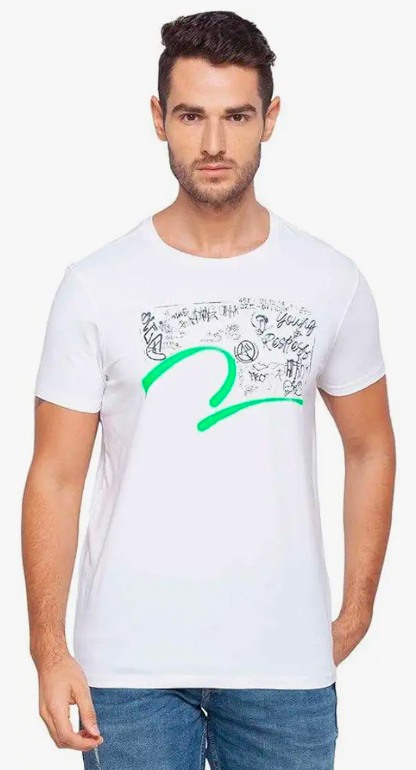 Spykar blended slim fit white t-shirt