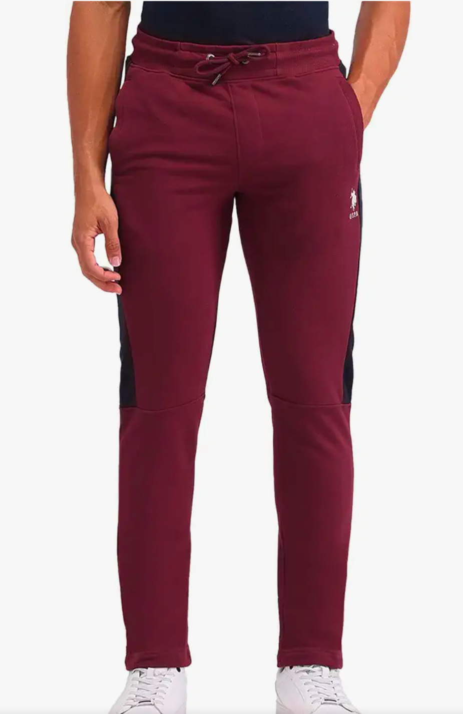 USPA RED MID RISE SLIM FIT TRACK PANTS