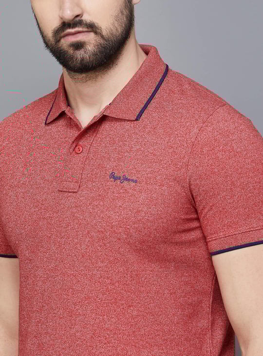 Men Textured Regular Fit Polo T-shirt by Pepe Jeans