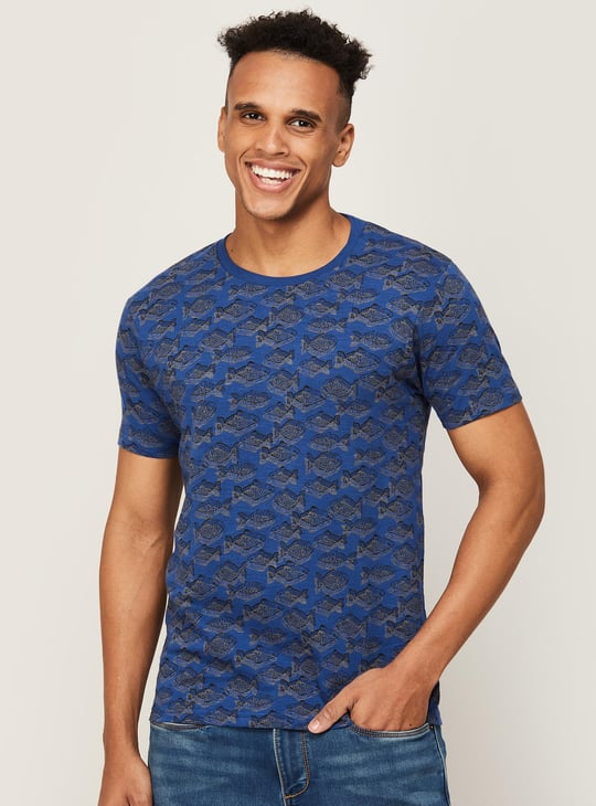 FLYING MACHINE Men Graphic Printed Crew Neck Regular Fit T-shirt