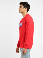 Levi's Red Cotton Regular Fit Printed Sweatshirt