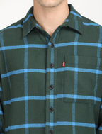 Men's Checkered Dark Green Spread Collar Shacket Levi's