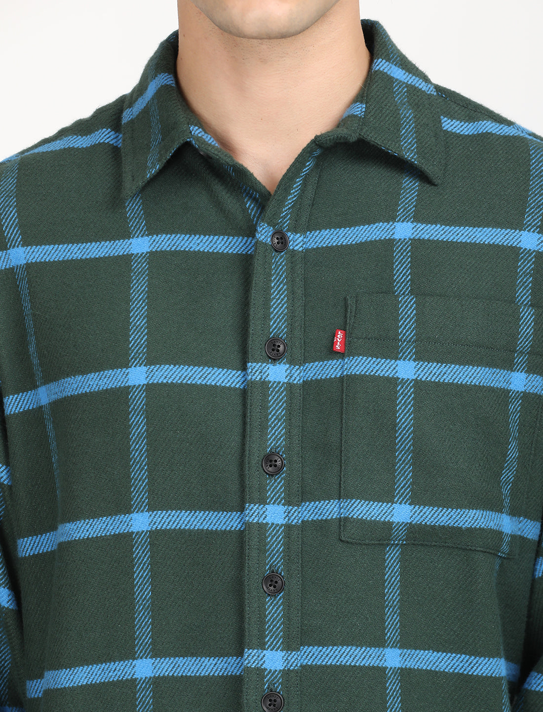 Men's Checkered Dark Green Spread Collar Shacket Levi's