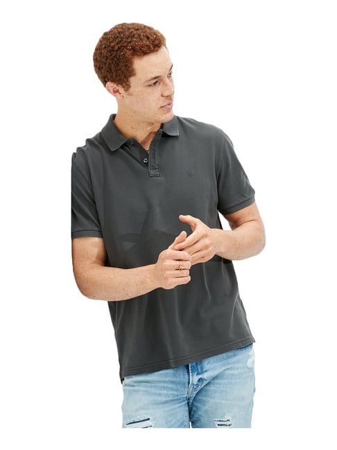 American eagle dark grey regular fit POLO t-shirt