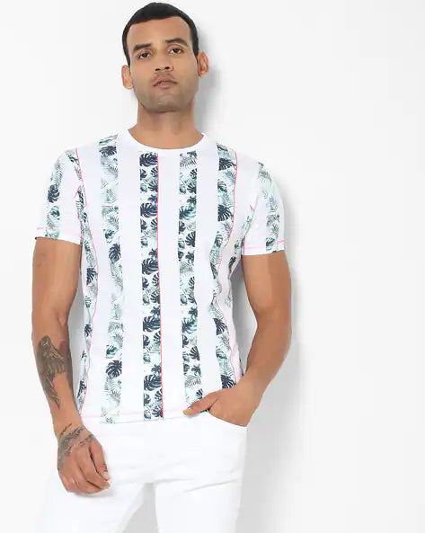 Leaf Print Slim Fit Crew-Neck T-shirt by Pepe Jeans