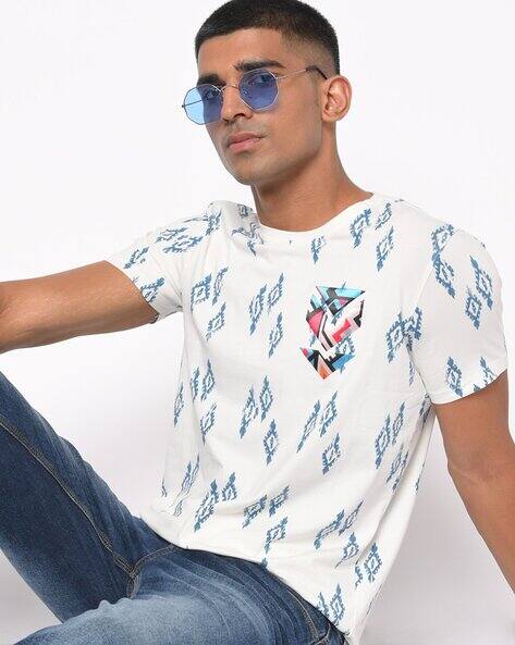 Graphic slim fit crew neck t-shirt by Spykar