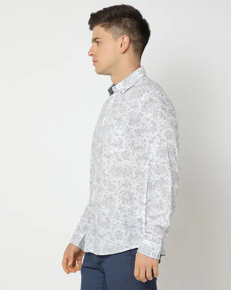 Men Floral Print Slim Fit Shirt by Netplay