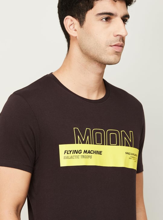 Men Printed Crew Neck Regular Fit T-shirt by Flying Machine
