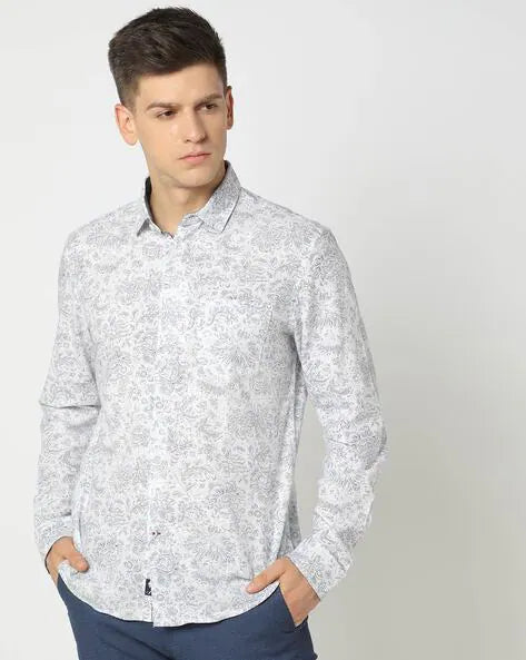 Men Floral Print Slim Fit Shirt by Netplay
