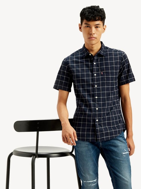 Levi's checked NEAVY BLUE half sleeve shirt