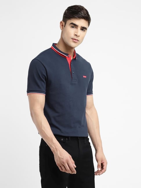 Levi's Blue Cotton Regular Fit Polo T-Shirt
