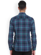 Men Green & Navy Blue Slim Fit checked casual shirts by Only & Son's