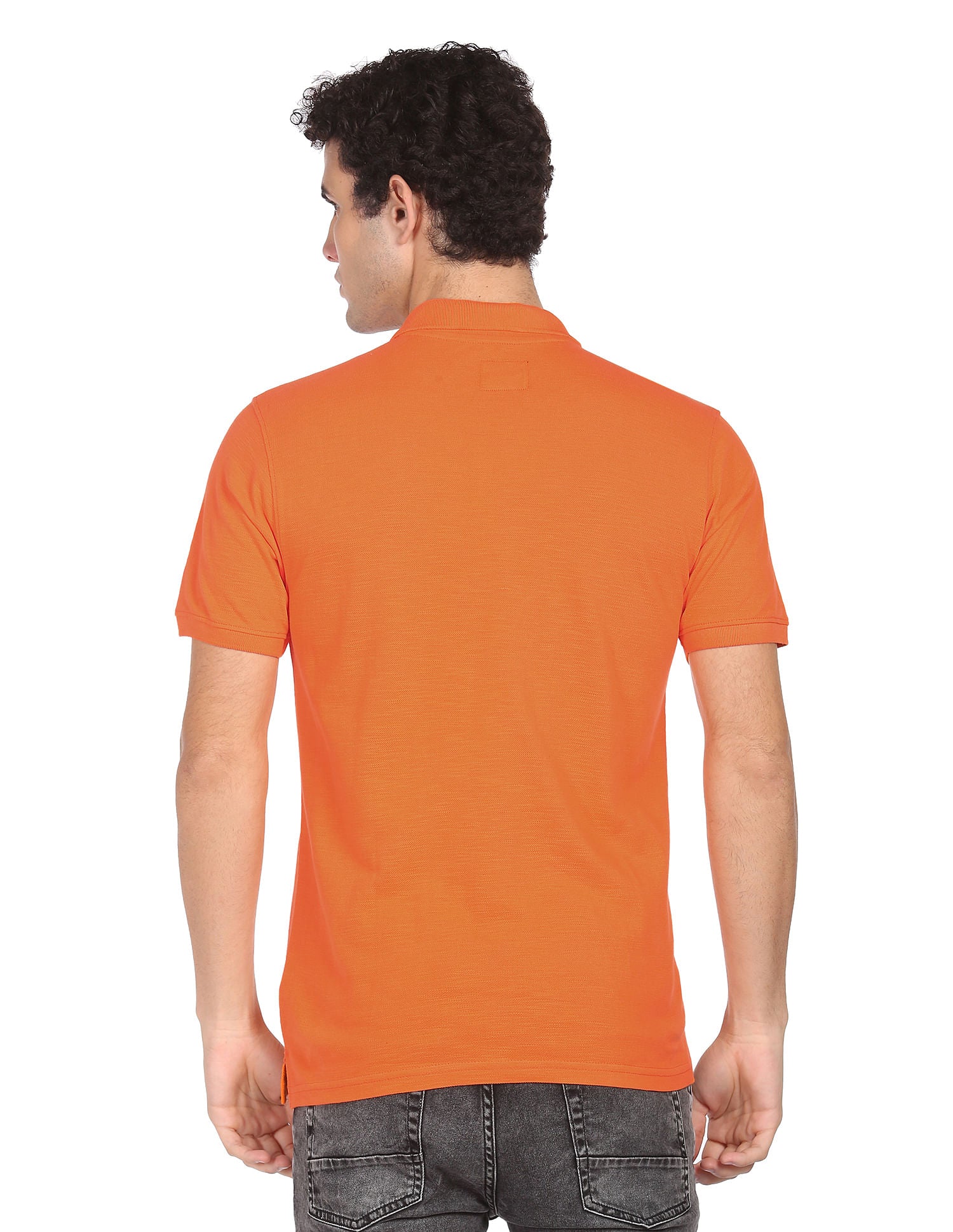 Solid Pure Cotton Polo T-shirt by Flying Machine