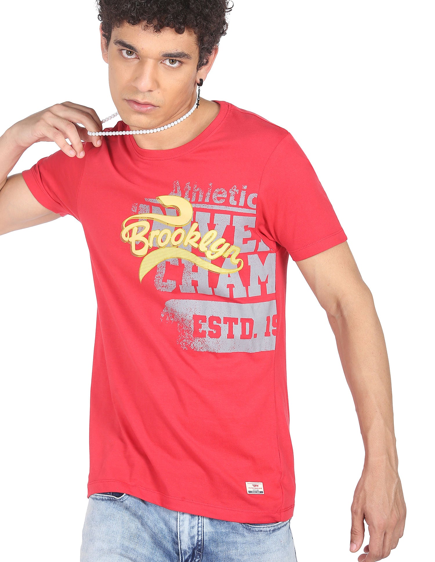 Slim Fit Crew Neck T-shirt By Flying Machine