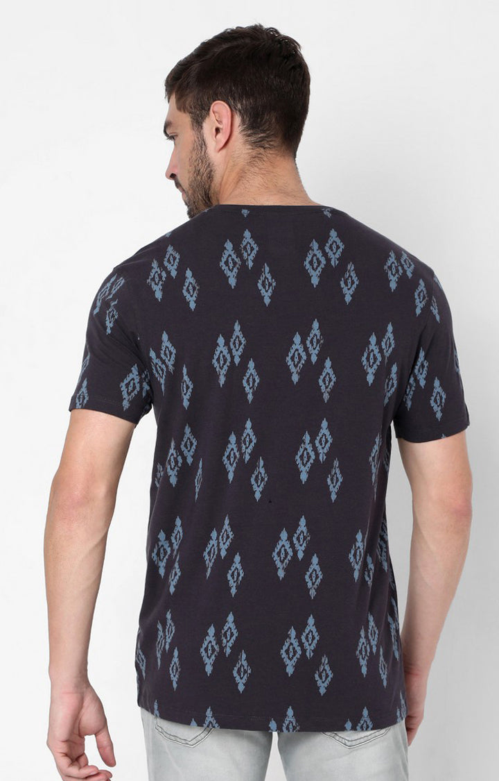 Spykar Grey Cotton Slim Fit T-shirt For Men