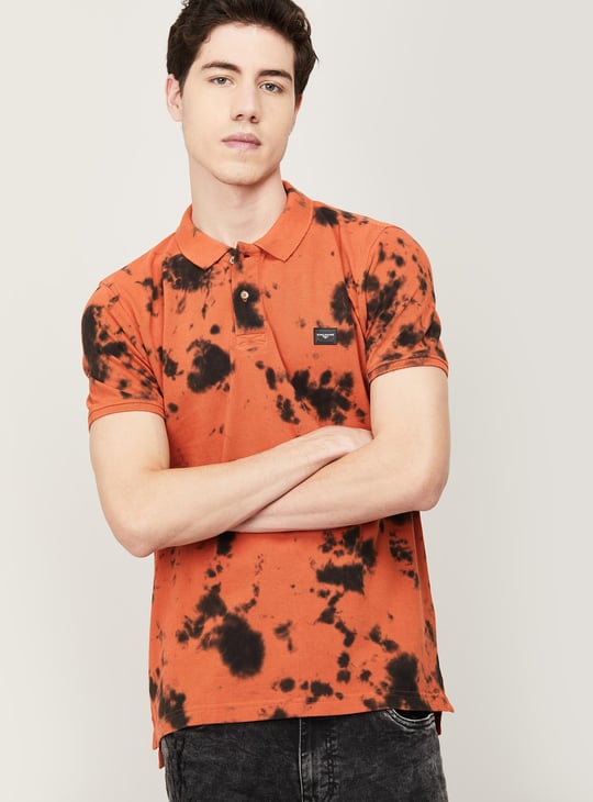 Men Printed Regular Fit Polo T-shirt by Flying Machine