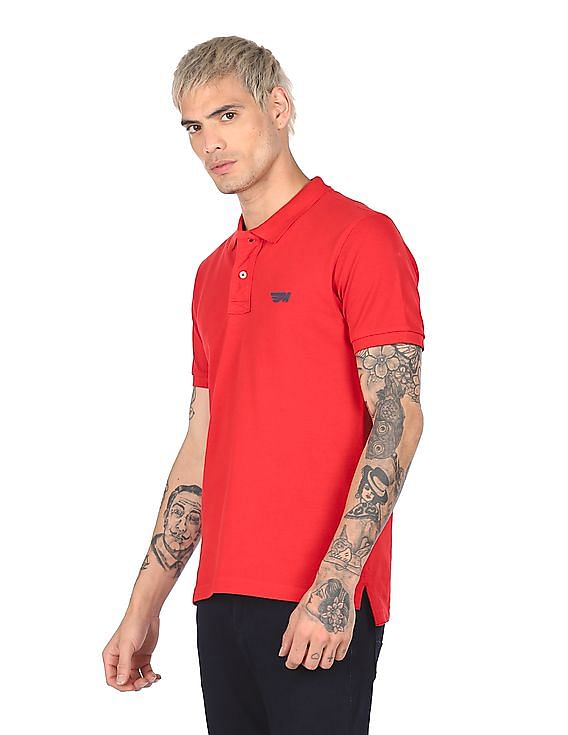 Solid Pique Polo Print T-shirt by Flying Machine
