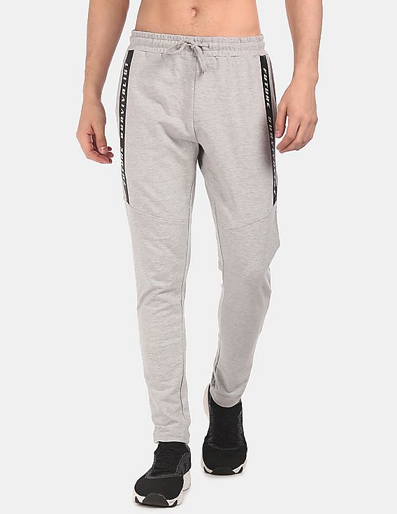 Contrast Tape Heathered Track Pants by Flying Machine