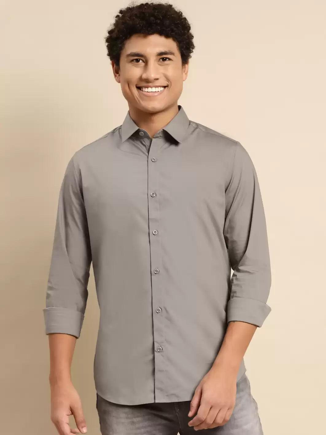 Regular Fit Spread Collar Solid Tencel Shirt UCB