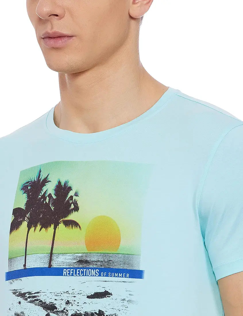 Spykar Men's Printed Slim Fit T-Shirt